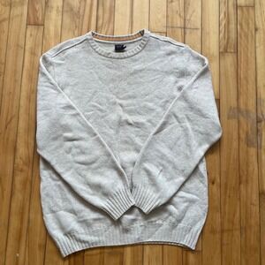 Paul Shark Yachting Sweater Mens L Cream Crew Neck Long Sleeve Knit Pullover